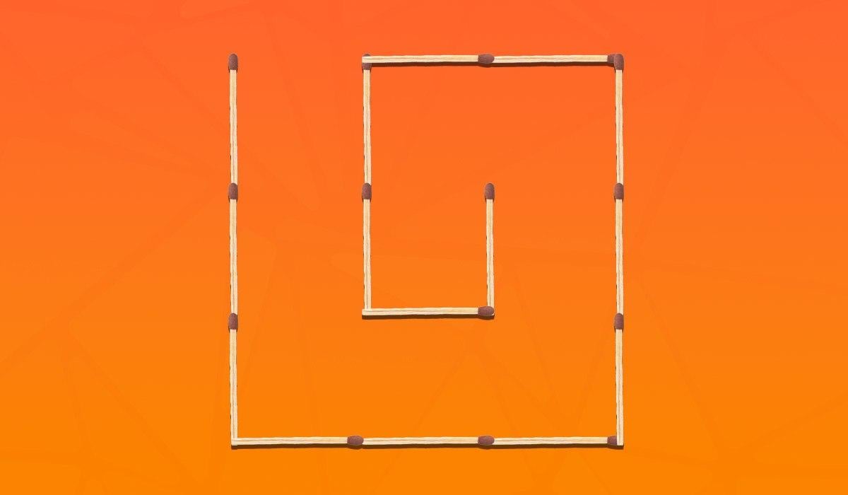 Du måste flytta 3 tändstickor för att göra 2 rutor: ett mycket utmanande pussel