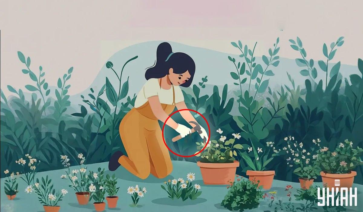 Kvinna som håller i en hammare / Moje Collage